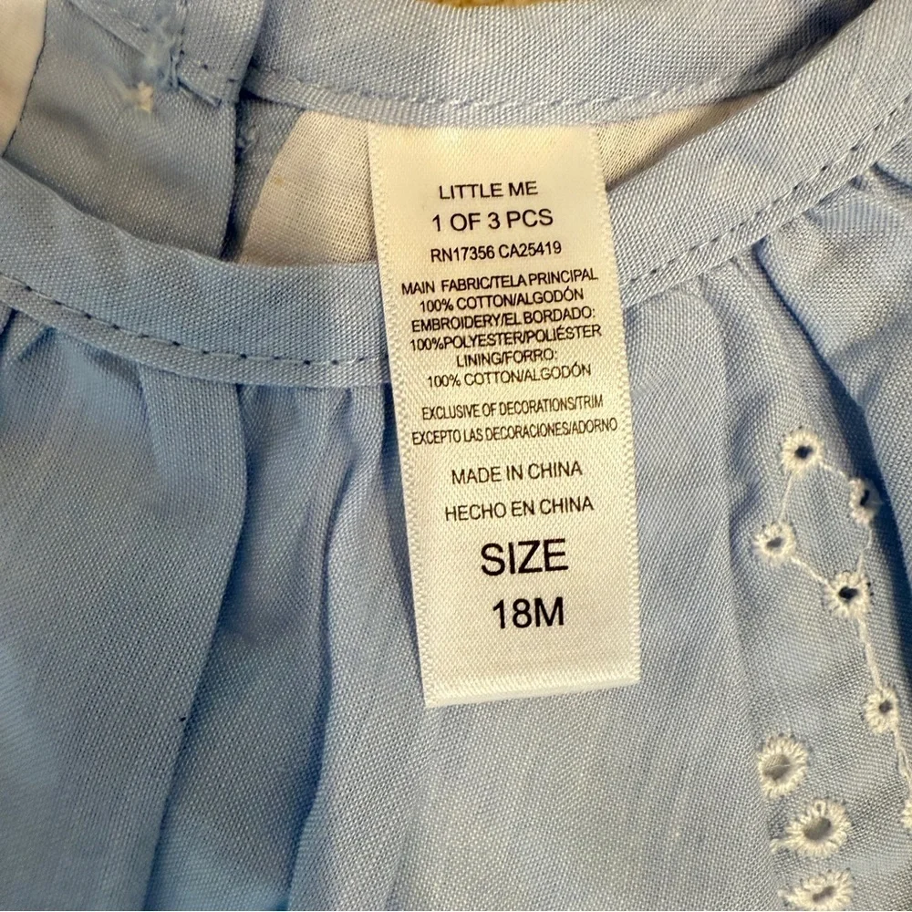 Little Me Light Blue Eyelet Tunic Top